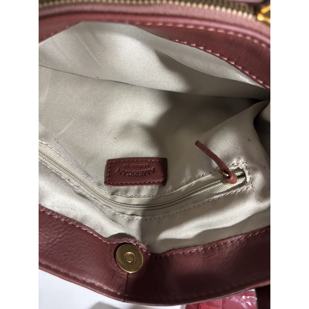 NWOT American Leather Co Ada Triple Entry Satchel Bag Red Wine Smooth Crossbody - Picture 5 of 9